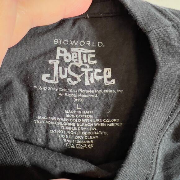 BioWorld Poetic Justice Cropped T-Shirt Size L See Photo Long Sleeve Logo Cotton - Picture 2 of 9